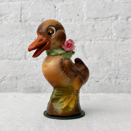 Ino Schaller Papier-Maché Duck Candy Box with Pink Flower Necktie