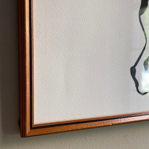 Hugo Guinness "Black & White Cat Tail with Tail Up" Linocut in a Vintage Frame