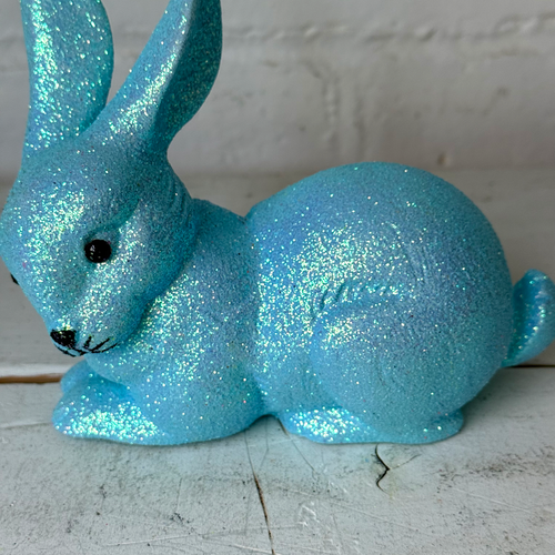 Ino Schaller Lying Glitter Bunny in Light Blue with Tail