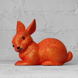 Ino Schaller Lying Glitter Bunny in Orange with Tail