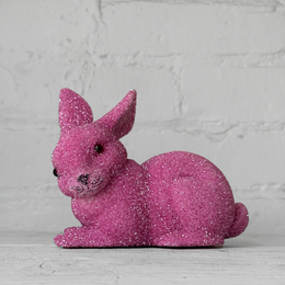 Ino Schaller Lying Beaded Glitter Bunny in Lilac with Tail