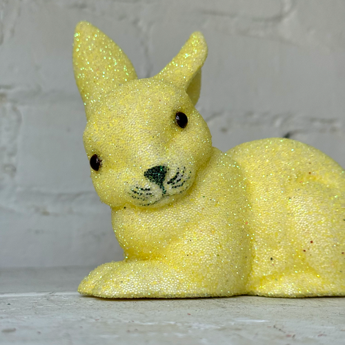 Ino Schaller Lying Beaded Glitter Bunny in Yellow with Tail