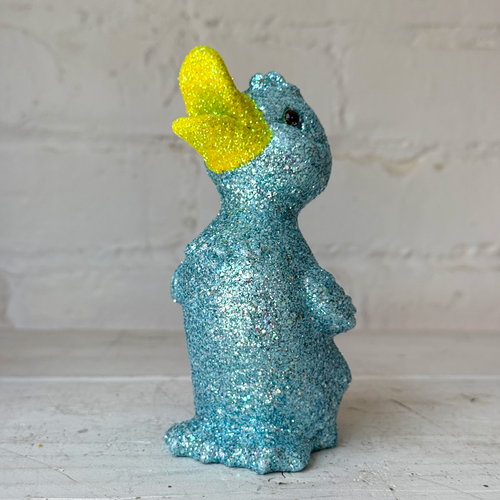 Ino Schaller Small Standing Glitter Duck in Light Blue