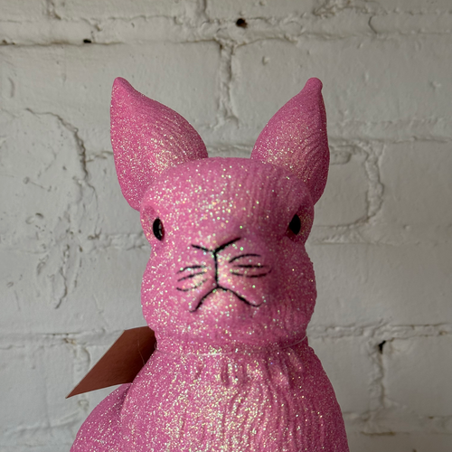 Ino Schaller Large Glitter Sitting Bunny in Rose