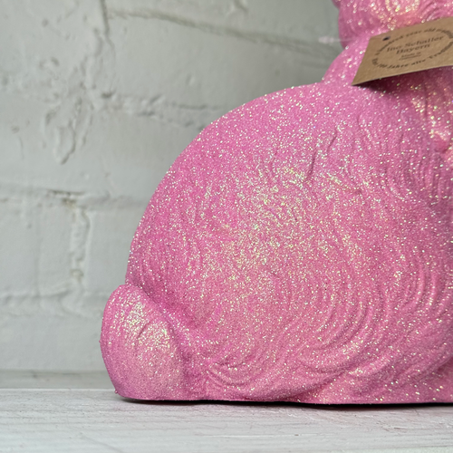 Ino Schaller Large Glitter Sitting Bunny in Rose