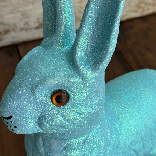 Ino Schaller Extra-Large Glitter Bunny Candy Container in Light Blue