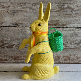 Ino Schaller Extra-Large Glitter Bunny with Bow and Basket in Yellow