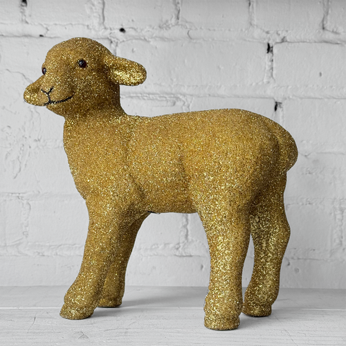 Ino Schaller Standing Beaded Glitter Sheep in Gold