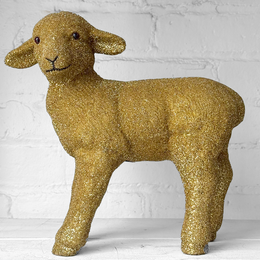 Ino Schaller Standing Beaded Glitter Sheep in Gold