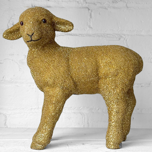 Ino Schaller Standing Beaded Glitter Sheep in Gold