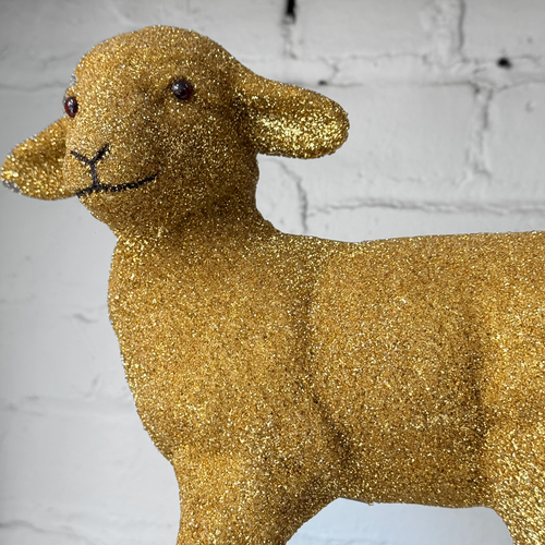Ino Schaller Standing Beaded Glitter Sheep in Gold
