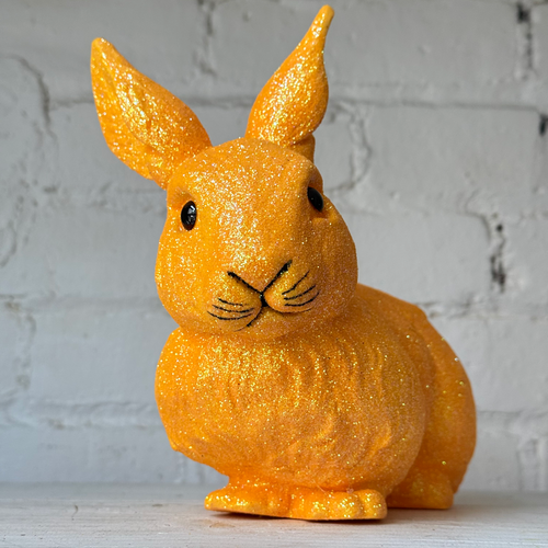 Ino Schaller Medium Lying Glitter Bunny in Light Orange