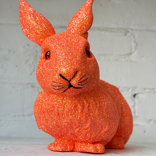 Ino Schaller Medium Lying Glitter Bunny in Hot Orange