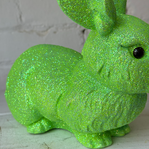 Ino Schaller Medium Lying Glitter Bunny in Green