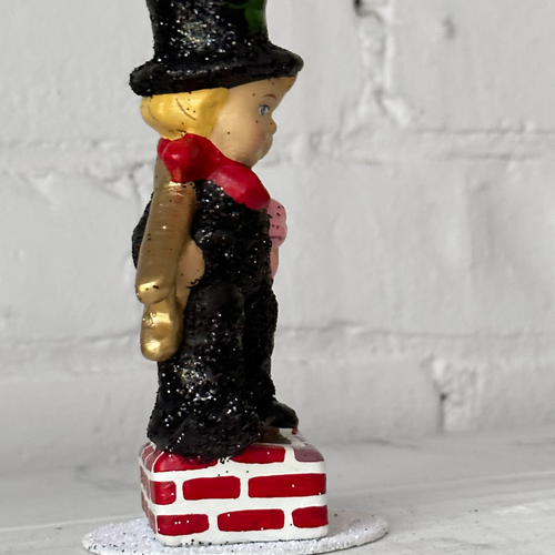 Glitter Chimney Sweeper w Clover Leaf in Black