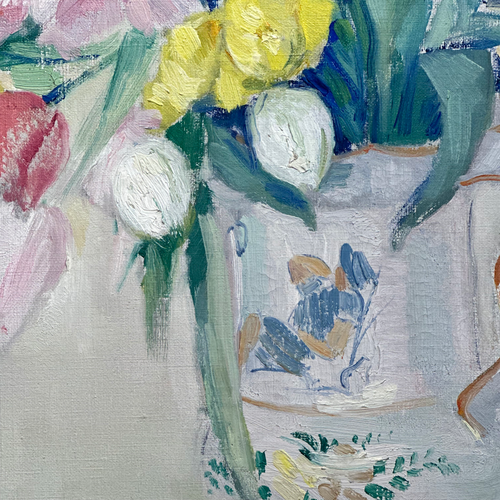 Mid 20th-century Dutch Floral Still Life in Gilt Frame