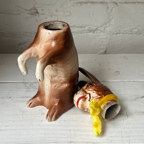 Papier-Mâché Large Upright Rabbit with Yellow Neck Tie
