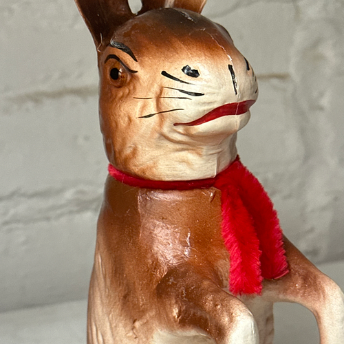 Papier-Mâché Large Upright Rabbit with Red Neck Tie