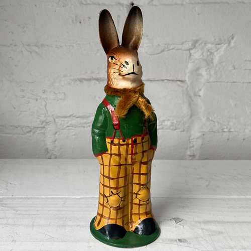 Nostalgic Papier Mâché Rabbit Candy Box in Plaid Pants