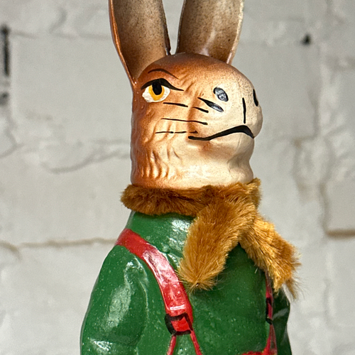 Nostalgic Papier Mâché Rabbit Candy Box in Plaid Pants