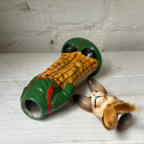 Nostalgic Papier Mâché Rabbit Candy Box in Plaid Pants