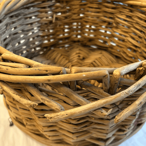 Early 20th-century Round Antique Painted Wicker Basket