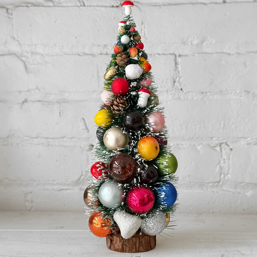 Large Green Nostalgic Decorated Brush Tree