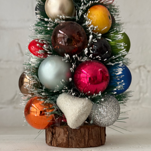 Large Green Nostalgic Decorated Brush Tree