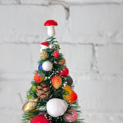 Large Green Nostalgic Decorated Brush Tree