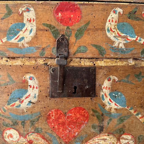 18th-Century French Painted Trunk