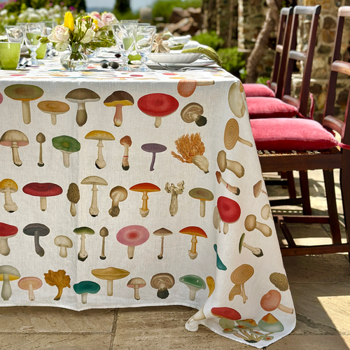 Summerill & Bishop x John Derian "Fungi" Tablecloth in White