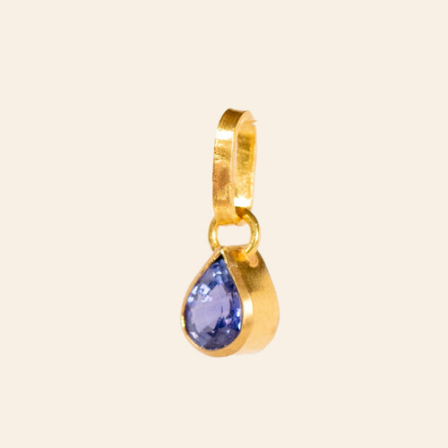 Purple Pear Sapphire Charm