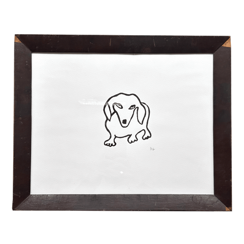 "Dachshund" in a 19th Century Antique Frame