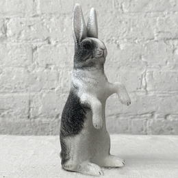 Papier-Mâché Black & White Upright Beaded Bunny