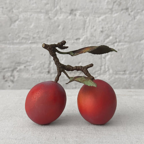 Double Porcelain Santa Rosa Plum with Twig and Two Leaves (PP07)