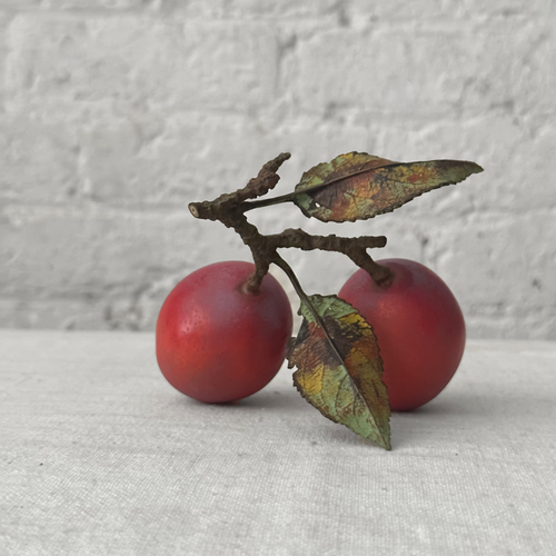 Double Porcelain Santa Rosa Plum with Twig and Two Leaves (PP07)