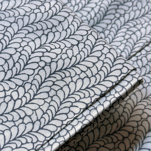 Rasa Block Printed Sheet Set in White Late Bel & Grey