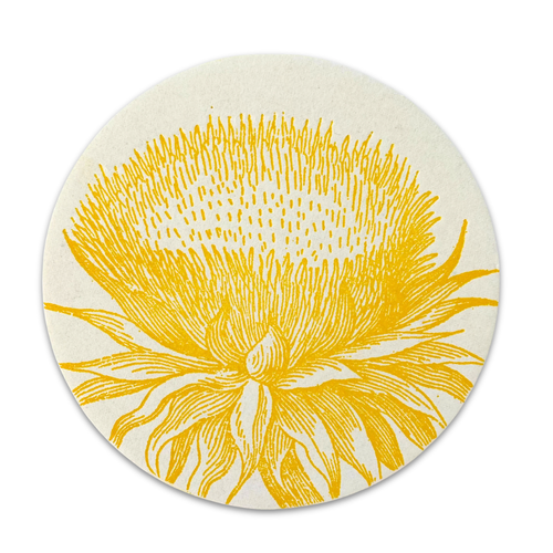 Set of 8 Letterpress Yellow Thistle Coasters