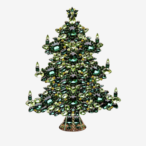 Rhinestone Crystal Winter Christmas Tree in Green