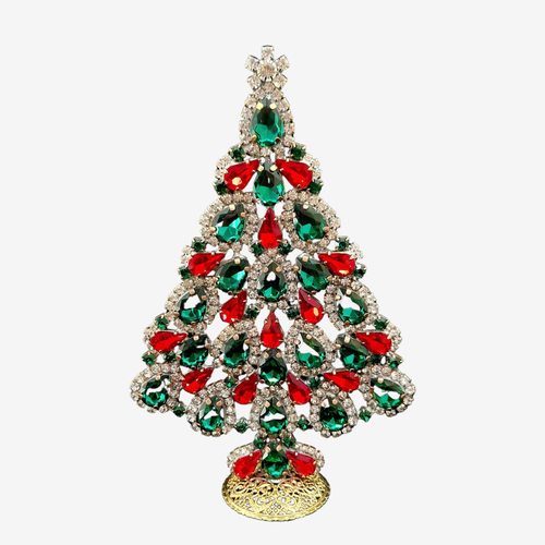 Small Festive Rhinestone Crystal Christmas Tree