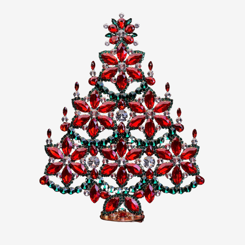 Rhinestone Crystal Snowflakes Christmas Tree in Red and Green