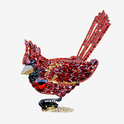 Rhinestone Crystal Left Facing Cardinal Ornament