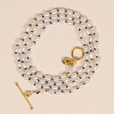 18" Keshi Pearl Strand in Navy
