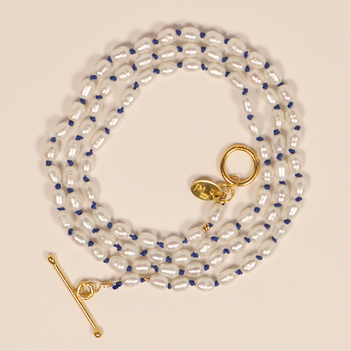 18" Keshi Pearl Strand in Navy