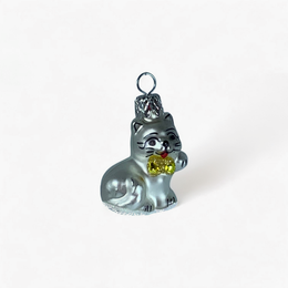 Mini Silver Cat Ornament