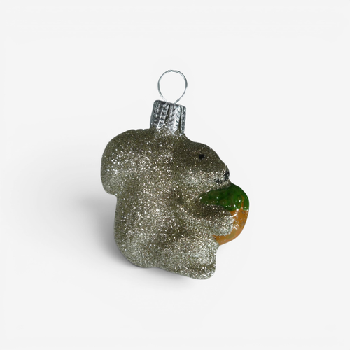 Mini Silver Glitter Squirrel Ornament