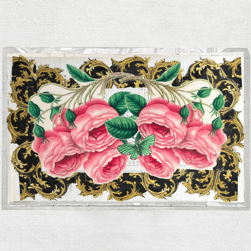 One of a Kind Collaged Rose Cascade Mat Pair