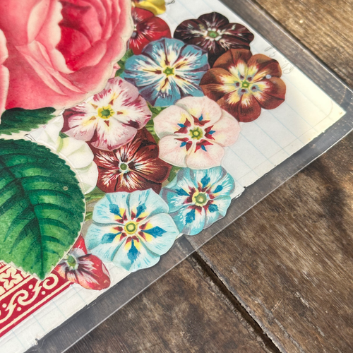 One of a Kind Collaged Rose Cascade Mat Pair