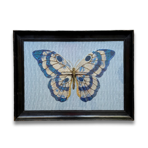 Hand Embroidered "A Blue Butterfly" by Zara Merrick