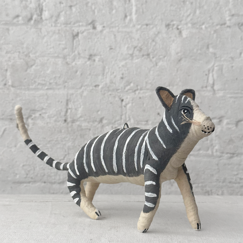 Large Cotton Striped Cat Ornament